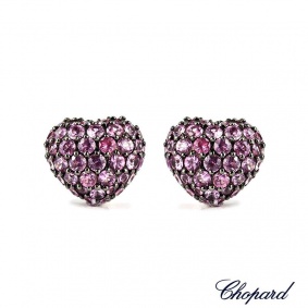 Chopard 18k White Gold Sapphire Heart Earrings 83/4203-1010